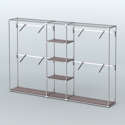 Торговая система ХРОМ без ДСП 3030 мм с полками ДСП и поручнями №8, Ясень Анкор темный