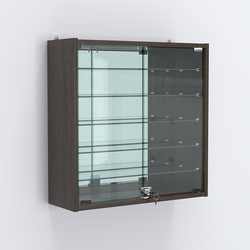 Витрина настенная №201-6А с пятью полками и зеркальной стенкой, Дуб Венге