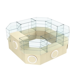 Торговый стеклянный островок с накладками серии КРУГ №2 (7,62 кв.м), Крем Вайс