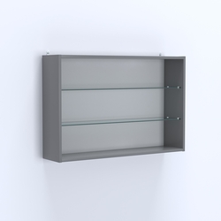 Витрина настенная №203-1Г открытая с двумя полками из стекла, Темно-Серый