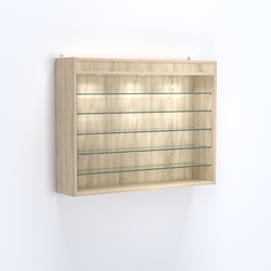 Витрина настенная №203-7Г открытая с пятью полками и фризом, Дуб Сонома