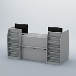 Ресепшен Атлант с фасадными наклонными полочками №3, Серый