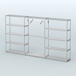 Торговая система ХРОМ без ДСП 3600 мм с полками ДСП и поручнями №9, Серый