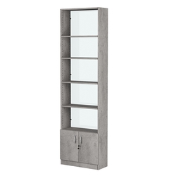 Стеллаж из ДСП с 4-мя полками 250x600 мм серии LEVEL-4 №4-1 (З/C - СТЕКЛО), Бетон Чикаго светло-серый F186 ST9