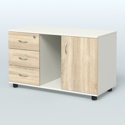 Тумба сервисная левая (на опорах) Камелот, Белый + Дуб Сонома