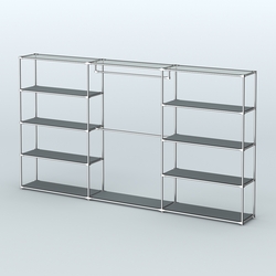 Торговая система ХРОМ без ДСП 3600 мм с полками ДСП и поручнями №1, Темно-Серый