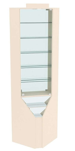 Витрина серии Эталон угловая №3-3 (Внутренний угол, задняя стенка - зеркало), Крем Вайс