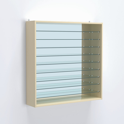 Витрина настенная №204-6Г зеркальная с девятью прозрачными полками, Крем Вайс