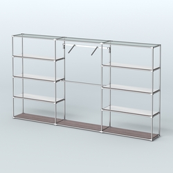 Торговая система ХРОМ без ДСП 3600 мм с зеркальными полками и поручнями №9, Ясень Анкор темный