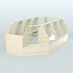 Низкий торговый остров серии Алмаз №4 большой, Крем Вайс