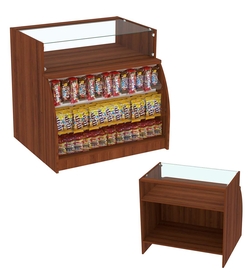 Торговый кассовый прилавок импульсных покупок с большой экономпанелью Импульс №3-2-900, Орех