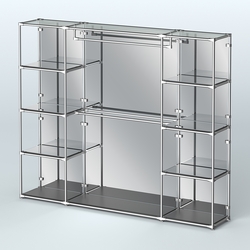 Торговая система ХРОМ (задняя стенка - зеркало) 3600 мм с зеркальными полками и поручнями №3, Черный