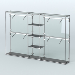 Торговая система ХРОМ (задняя стенка - стекло) 3030 мм с тонированными полками и поручнями №8, Черный