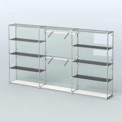 Торговая система ХРОМ (задняя стенка - стекло) 3600 мм с тонированными полками и поручнями №6, Белый