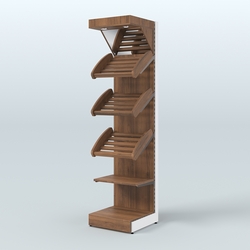 Стеллаж для хлеба и выпечки с полками - корзинами и фризом Феникс №16Ф, Орех