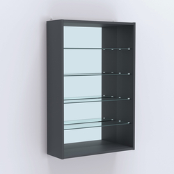 Витрина настенная №202-2Г с четырьмя полками и зеркалом, Антрацит