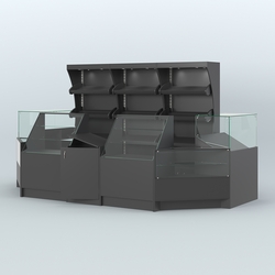 Пристенный павильон с прилавками из ДСП для продажи хлеба и выпечки №4, Черный