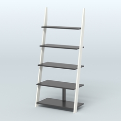 Торговая пристенная стойка ЛОФТ с пятью полками №1-950, Белый и Черный