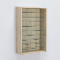 Витрина настенная №202-5Г открытая с девятью полками, Дуб Сонома