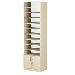 Стеллаж из ДСП с 9-ю полками 400x600 мм серии LEVEL-9 №7-1 (З/C - СТЕКЛО), Крем Вайс