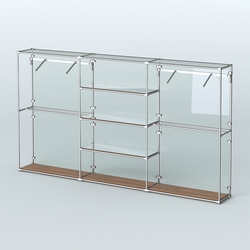 Торговая система ХРОМ (задняя стенка - стекло) 3600 мм с зеркальными полками и поручнями №10, Орех