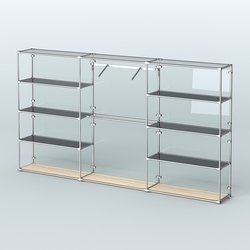 Торговая система ХРОМ (задняя стенка - стекло) 3600 мм с тонированными полками и поручнями №9, Дуб Сонома