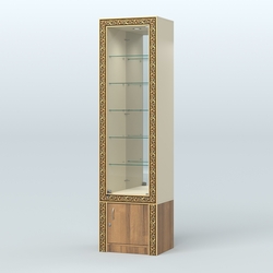 Витрина с декором и верхней подсветкой №ВБА-504, Крем Вайс + Орех