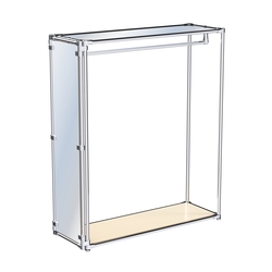 Хромированный стенд-вешало для одежды, торец-зеркало ZTD-10 №1-4 с полкой Зеркало 4 мм, Крем Вайс
