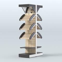 Стеллаж для хлеба островной узкий с зеркальным фризом СХОВФ-04, Черный + Дуб Сонома