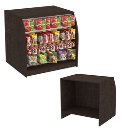 Торговый кассовый прилавок с фасадом под вывеску импульсных покупок Импульс №1-2-900, Дуб Венге