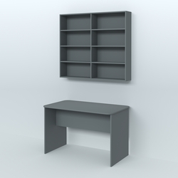 Распаковочный прямоугольный стол с антресолью для аптеки Р-02, Темно-Серый