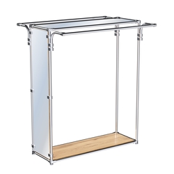 Хромированный прямоугольный стенд-вешало, торец-зеркало ZTD-38 №1-4 с полкой Зеркало 4 мм, Дуб Золотистый