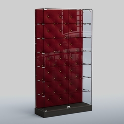 Низкая стеклянная витрина КАПИТОНЕ №9-ХП, Черный + 07 Dk. Red Велюр