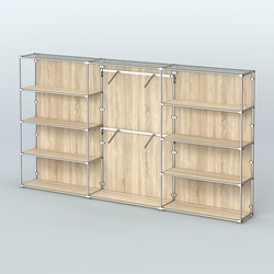 Торговая система ХРОМ (задняя стенка - ДСП) 3600 мм с полками ДСП и поручнями №6, Дуб Сонома