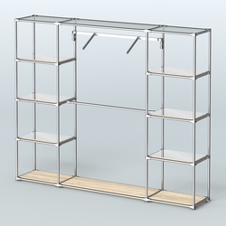 Торговая система ХРОМ без ДСП 2430 мм с зеркальными полками и поручнями №11, Дуб Сонома