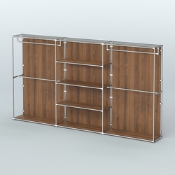 Торговая система ХРОМ (задняя стенка - ДСП) 3600 мм с полками ДСП и поручнями №2, Орех