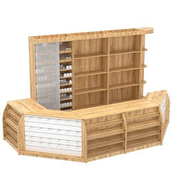 Комплект кассовой зоны со скошенным фасадом и стеллажом под сигареты большой №3-1, Дуб Золотистый