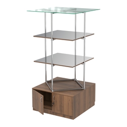 Торговые стенды Экспозиция с полками и тумбами №4 (с двумя зеркальными полками), Орех