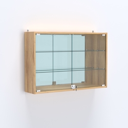 Витрина настенная №203-2А широкая с зеркалом, Дуб Золотистый