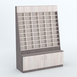 Стенд для очков №1 с накопителем, Ясень Анкор темный + Ясень Анкор светлый