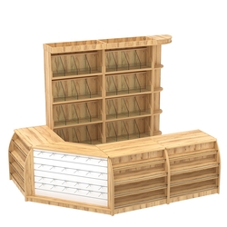 Комплект кассовой зоны со стеллажами под конфеты и орехи средний №2, Дуб Золотистый