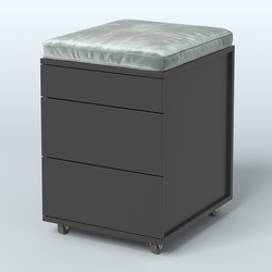 Тумба мобильная 2 ящика + 1 ящик-лоток с подушкой Фламинго, цвет белый + акация + бежевый, Черный