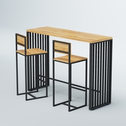 Комплект барный стол "Кофе-брейк" №6 и стулья, Дуб Золотистый