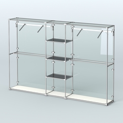 Торговая система ХРОМ (задняя стенка - стекло) 3030 мм с тонированными полками и поручнями №12, Белый