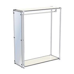 Хромированный обзорный стенд-вешало, торец-зеркало ZTD-11 №1-3 с полками ДСП 16 мм, Белый