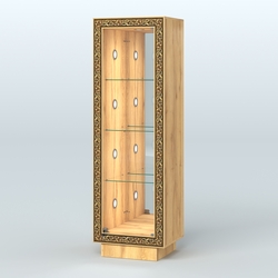 Низкая витрина с декором и диодной подсветкой НБА-3С, Дуб Золотистый