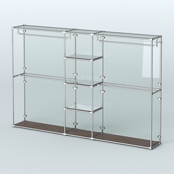 Торговая система ХРОМ (задняя стенка - стекло) 3600 мм с зеркальными полками и поручнями №4, Дуб Венге