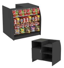 Торговый кассовый прилавок с фасадной экономпанелью для импульсных покупок Импульс №1-4-900, Черный