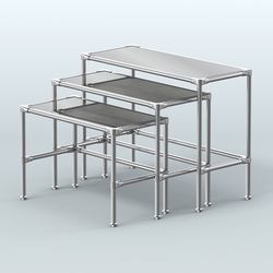 Комплект столов №1-5 с полками зеркало 4мм, Метрополитан Грей