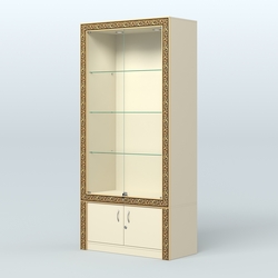 Витрина с декором и дверками №ВБА-1, Крем Вайс